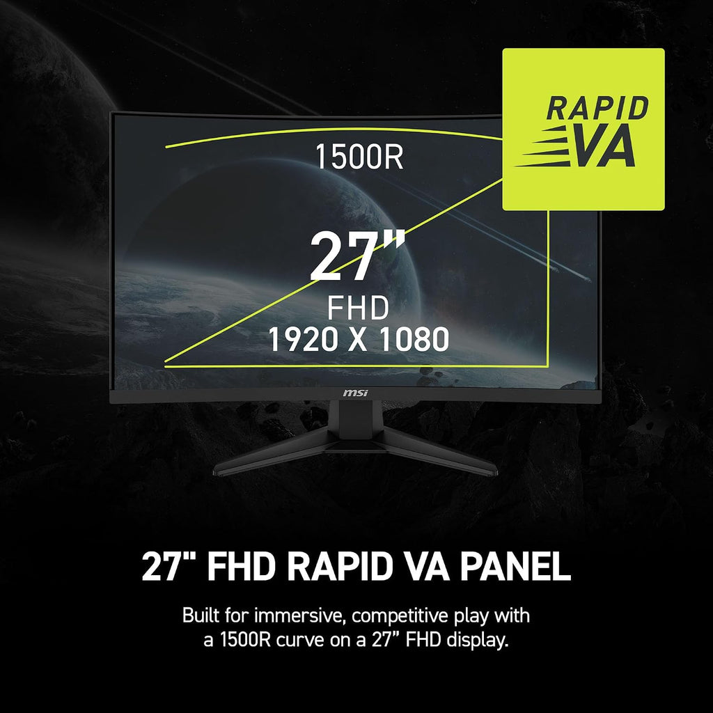 msi MAG 275CF X24 27-inch 1920 x 1080 (FHD) Gaming Monitor, 240Hz, Adaptive-Sync, HDR Ready, HDMI, VGA Port, VESA Mountable, Tilt, 4-Side Slim Bezel, 0.5ms, Black
