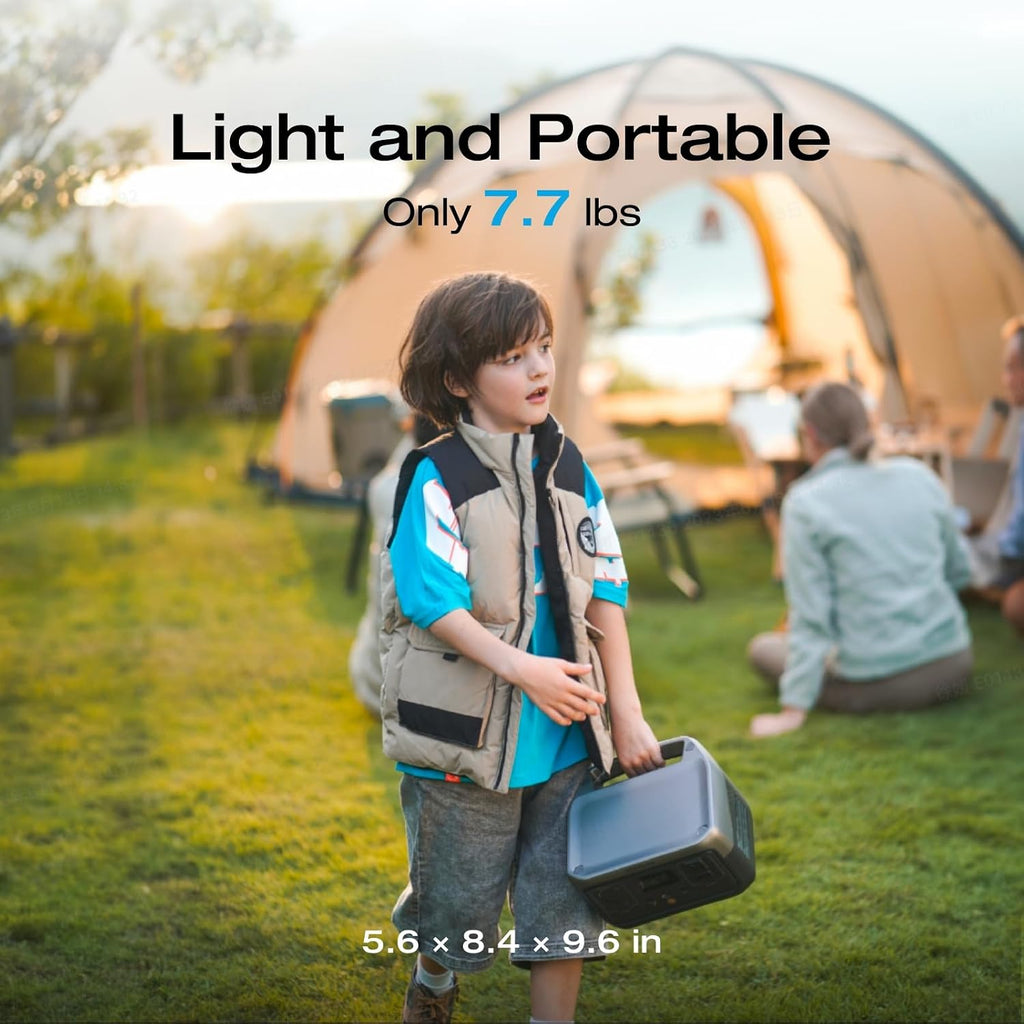 EF ECOFLOW RIVER 2 Portable Power Station, 256Wh LiFePO4 Battery, 1-Hour Fast Charge, Up to 600W AC Outlets, Solar Generator for Camping/Outdoor/Home Backup, Includes Solar Charging Cable