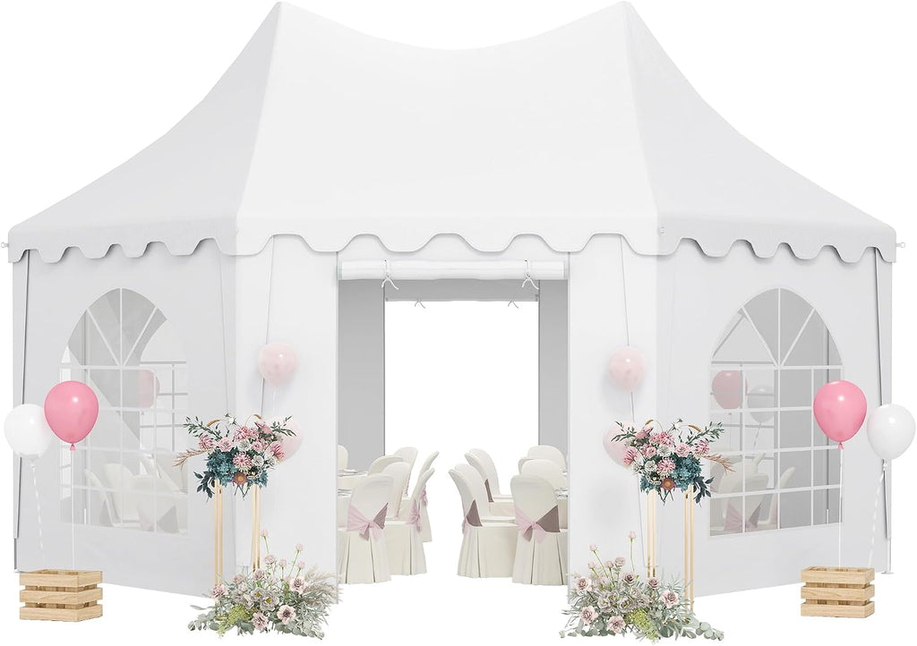 Outsunny 22 x 16 ft Party Tent, Wedding Tent with Sidewalls, Heavy Duty Event Tent with 2 Doors and 6 Windows, Outdoor Gazebo Tent for Party, White