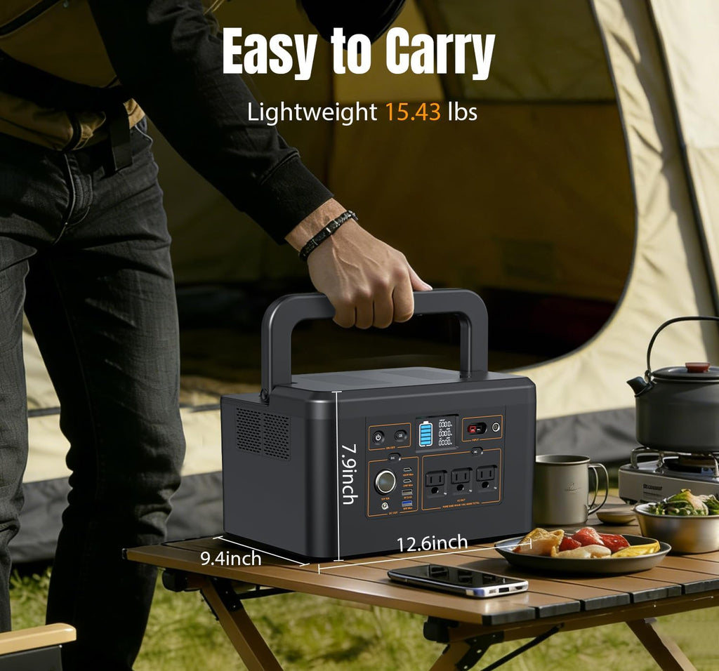 Portable Power Station 650W (1200W Peak), 576Wh Solar Generator, LiFePO4 Battery 3.5 Hour Fast Charging, Solar Generator for Home & Emergency Backup, Hurricane, CPAP (Solar Optional)
