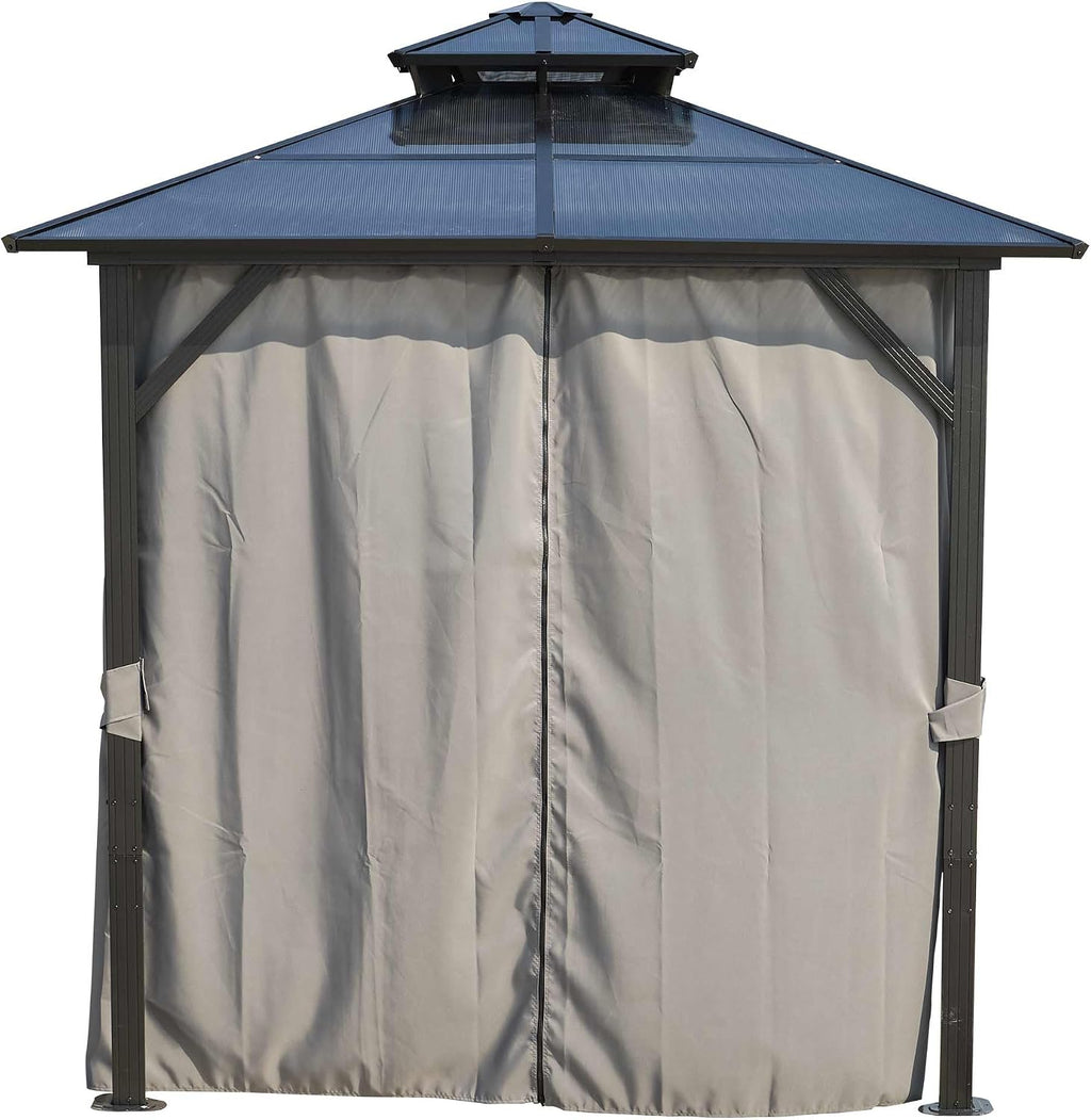 8x8FT Outdoor Grill Gazebo with UV-Resistant Polycarbonate Hardtop Roof - Weather-Resistant Aluminum Frame, Built-in Storage Hooks - Perfect for Patio, Lawn, Garden BBQ & Dining