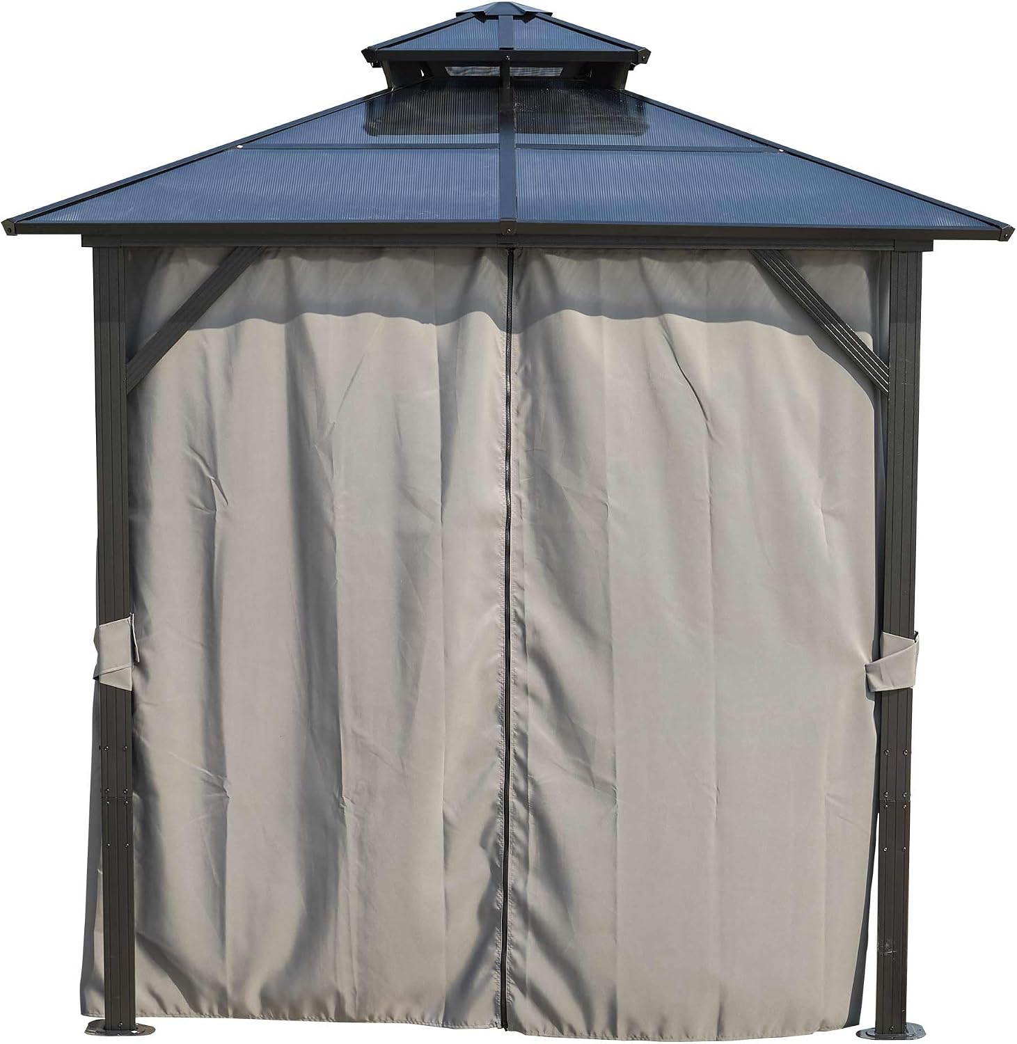 8x8FT Outdoor Grill Gazebo with UV-Resistant Polycarbonate Hardtop Roof - Weather-Resistant Aluminum Frame, Built-in Storage Hooks - Perfect for Patio, Lawn, Garden BBQ & Dining