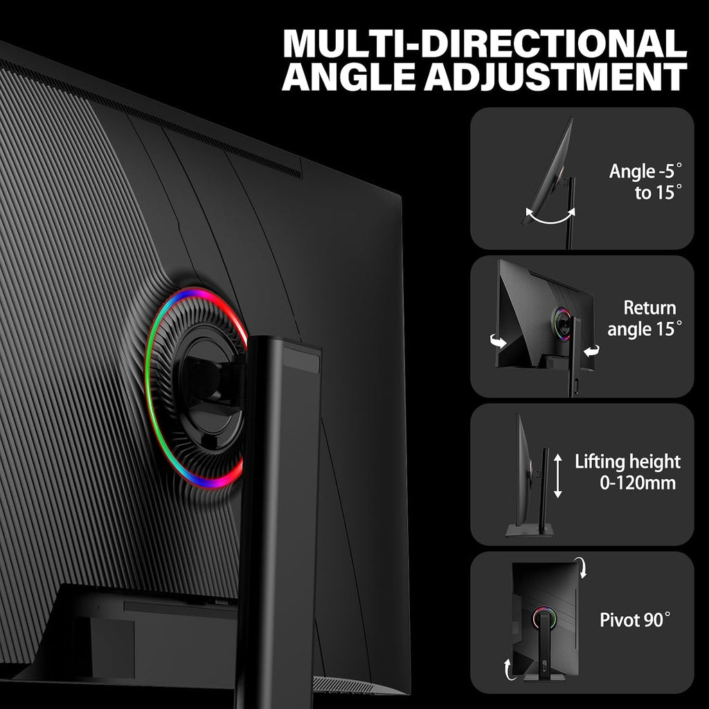 Gawfolk 27 Inch 4K Gaming Monitor IPS, UHD 3840 x 2160p 144Hz PC Computer Monitors IPS Screen for Home & Office, HDMI, DisplayPort, Wall Mount Compatible