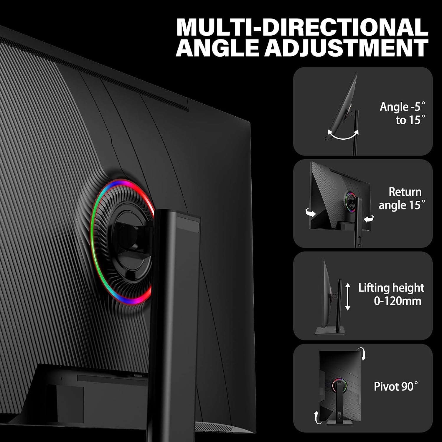 Gawfolk 27 Inch 4K Gaming Monitor IPS, UHD 3840 x 2160p 144Hz PC Computer Monitors IPS Screen for Home & Office, HDMI, DisplayPort, Wall Mount Compatible