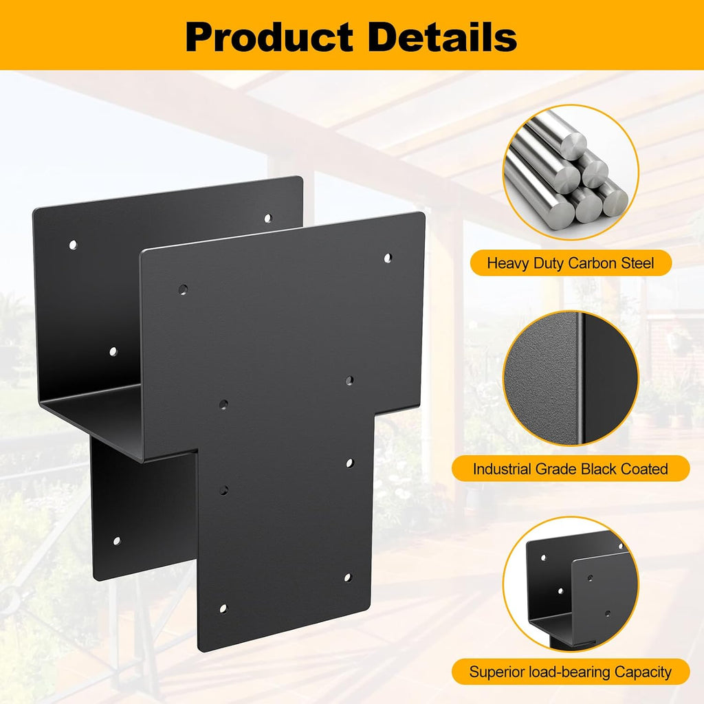 6'x 6' Post Cap Tie Rod Brackets,TROPTOLKY Heavy Duty Wood Beam Tie Rod Brackets, for Supporting Outdoor Pergolas, Gazebos, Decks and Porches,4 Pcs
