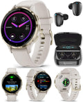 Garmin Venu 3S GPS Smartwatch, AMOLED Display 41 mm Watch, Health and Fitness Features, Up to 10 Days of Battery, Sleep Coach, Ivory Case with Black Earbuds Bundle