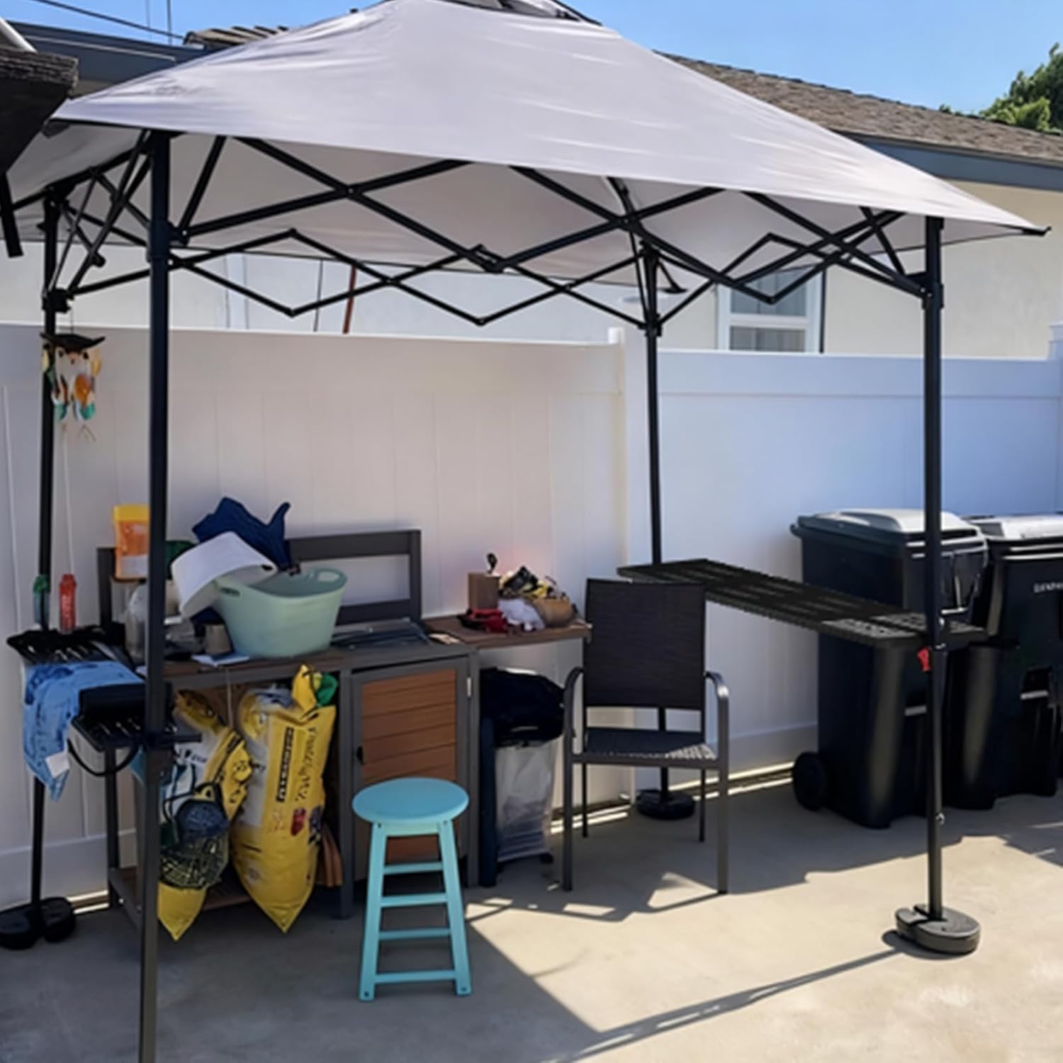 Turtle Life 8'x5' Grill Gazebo - Pop Up Canopy for BBQ and Backyard Patio - Easy Outdoor Barbecue Shade Cover with Double Tier Vented Top & 2 Side Shelves (Drak Gray)