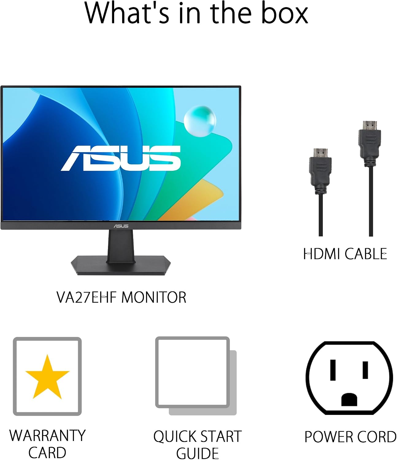 ASUS 27 Inch Monitor - 1080P, IPS, Full HD, Frameless, 100Hz, 1ms, Adaptive-Sync, for Working and Gaming, Low Blue Light, Flicker Free, HDMI, VESA Mountable, Tilt - VA27EHF