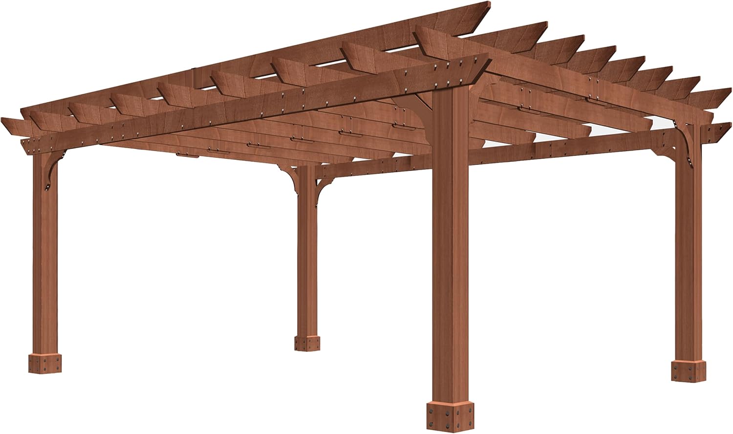 VEIKOU 12' X 14' Pergola, Outdoor Pergola with Solid Structure, Patio Wood Gazebo, Cedar Pergolas and Gazebos with Flat Top for Deck Yard Grill Party Garden