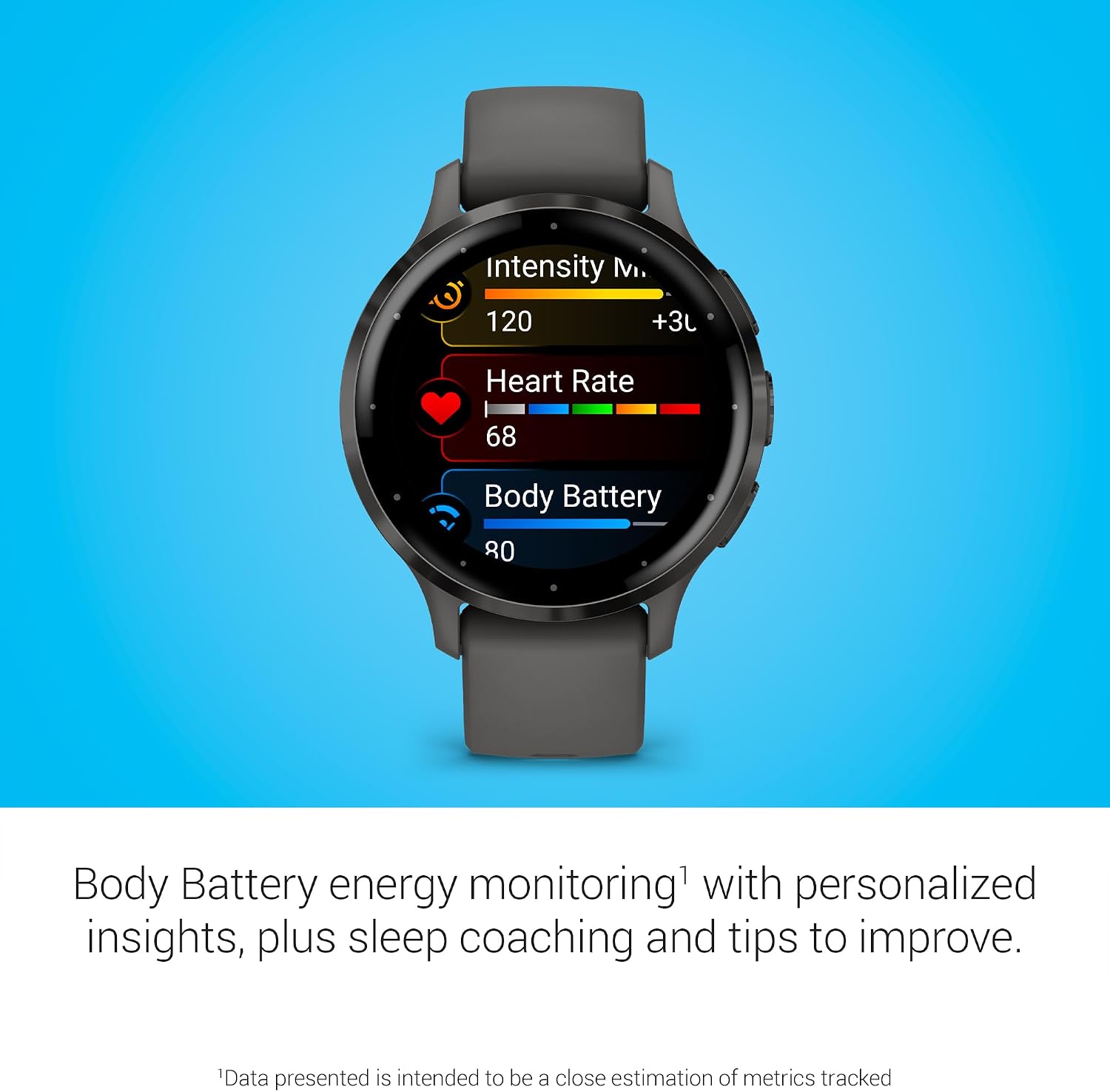 Garmin Venu 3S Running GPS Smartwatch with AMOLED Display, Advanced Health, Fitness Features, Up to 14 Day Battery Life with Signature Series Modern Power Stand | Slate with Pebble Gray Silicone Band