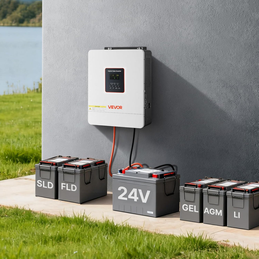 VEVOR 4000W Hybrid Solar Inverter, 24V DC to 230V AC Single-Phase, Pure Sine Wave Power Inverter, with Built-in 120A MPPT Solar Charge Controller, WiFi Module, for Lead Acid Lithium Battery Off-Grid