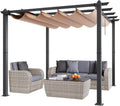 VEVOR 10'x10' Outdoor Retractable Pergola with Canopy, Aluminum Pergola with Retractable Canopy, Modern Style, Sun Shade for Patios, Gardens, Decks, Backyards (Beige)