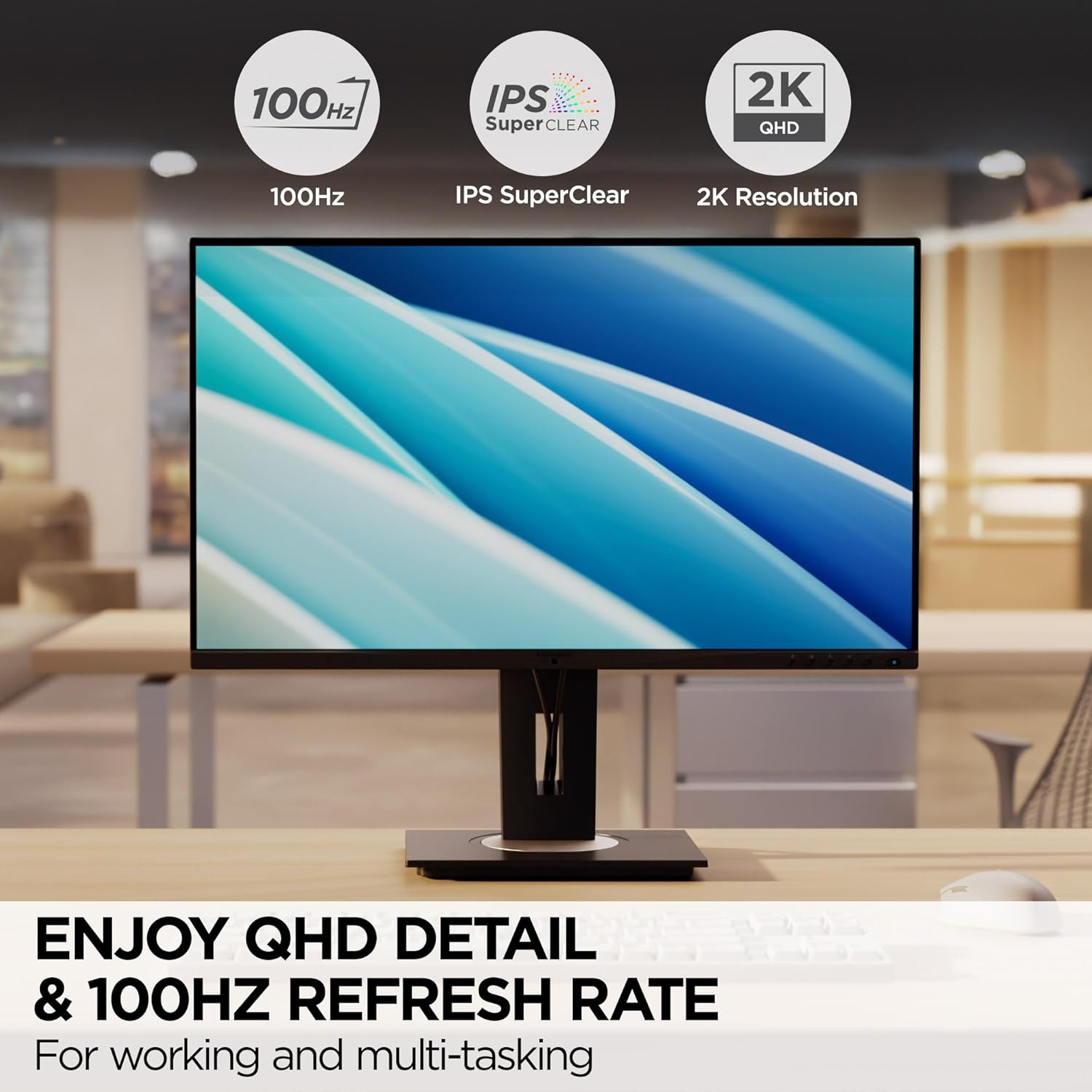 ViewSonic VG2748A-2K 27 Inch 1440p Monitor, IPS with Ambient Light Sensor and Privacy Alert for Smooth Home and Office Productivity, Advanced Ergonomics, HDMI, USB Hub, and DisplayPort Inputs