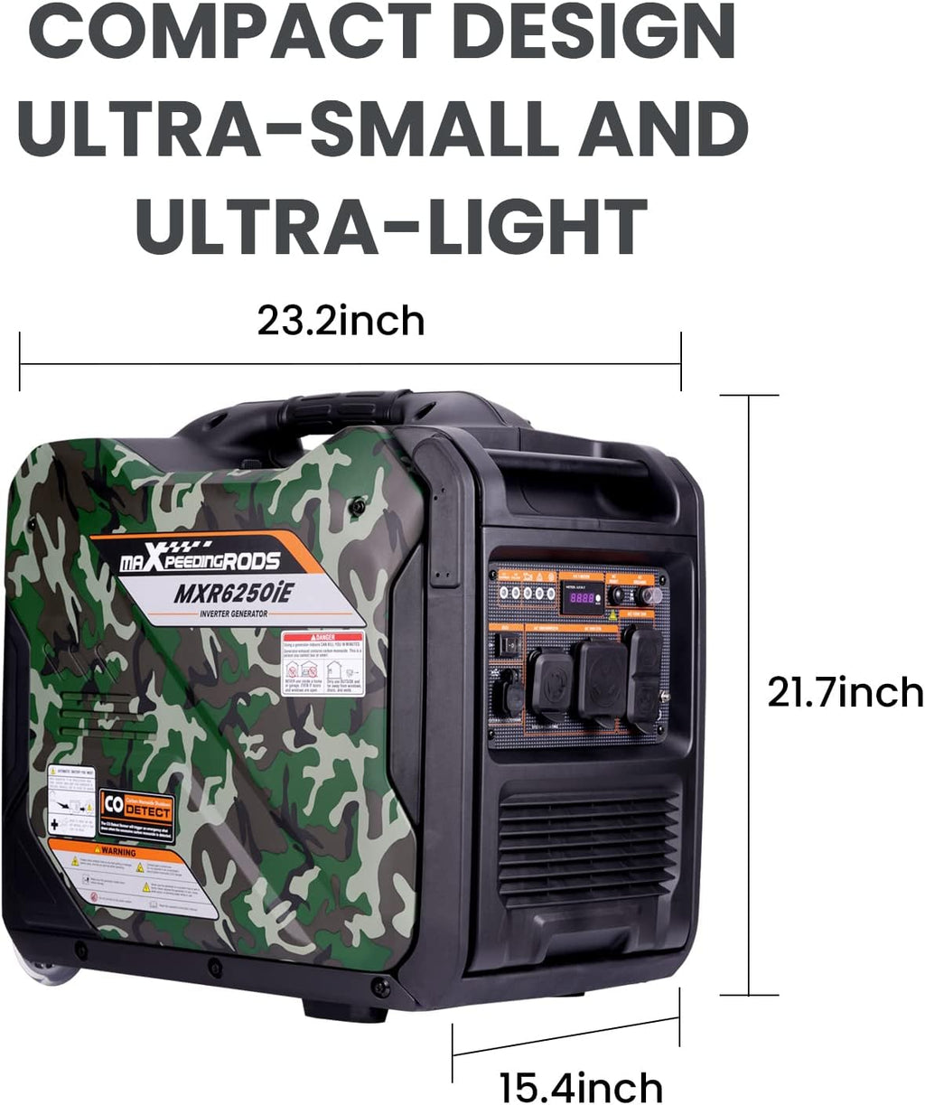 MaXpeedingrods 5500W Inverter Generator,Gas Powered, 86lbs, Electric Start, EPA Compliant, for Mobile Home Yard Garage Woodwork,Wheel & Handle Kit,RV Ready
