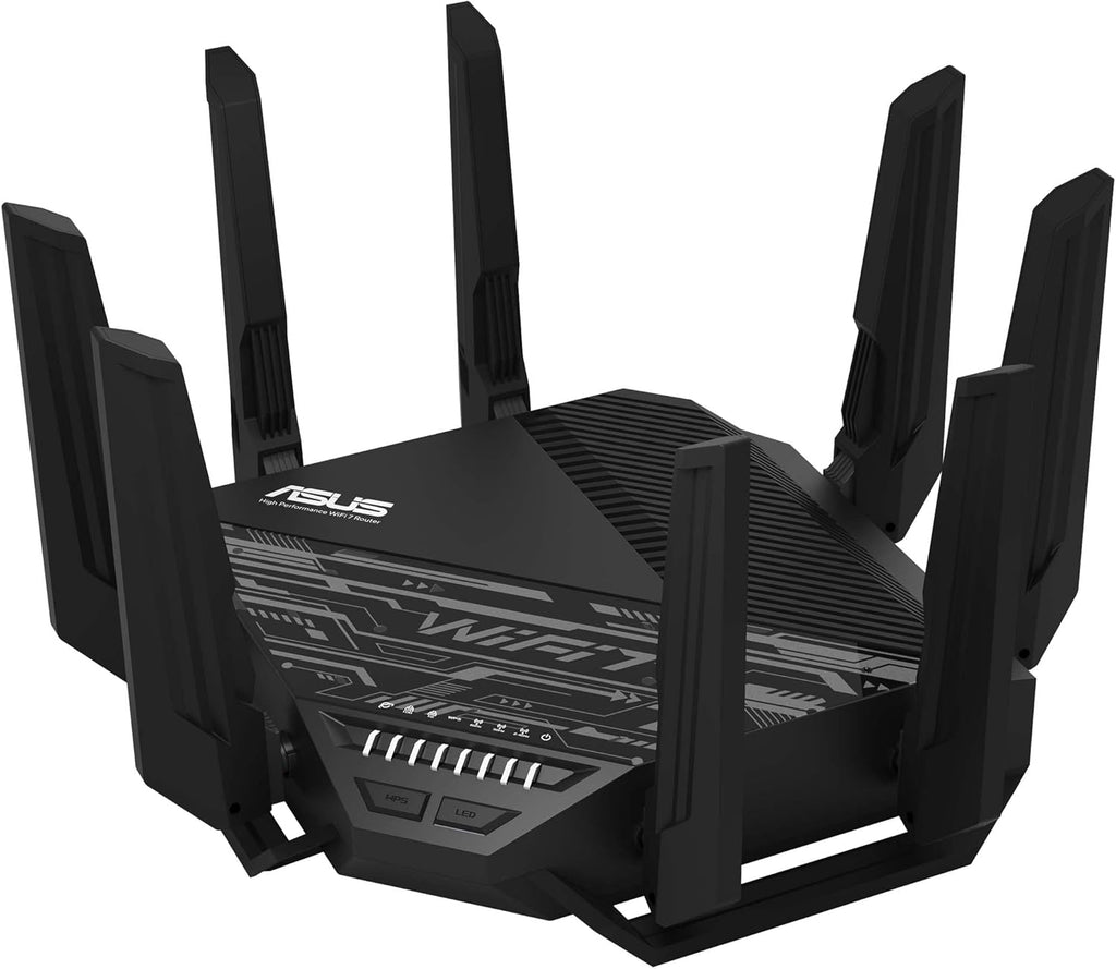 ASUS RT-BE96U BE19000 802.11BE Tri-Band Performance WiFi 7 Extendable Router with 6GHz Support, Dual 10G Port, 320Mhz, Lifetime Internet Security, MLO, Multi-RU Puncturing, AiMesh Support