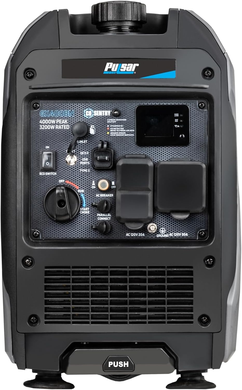 Pulsar Products GX400BN, 4000W Portable Ultra-Quiet Dual Fuel & Parallel Capability, RV-Ready, Handle & Wheels, with CO