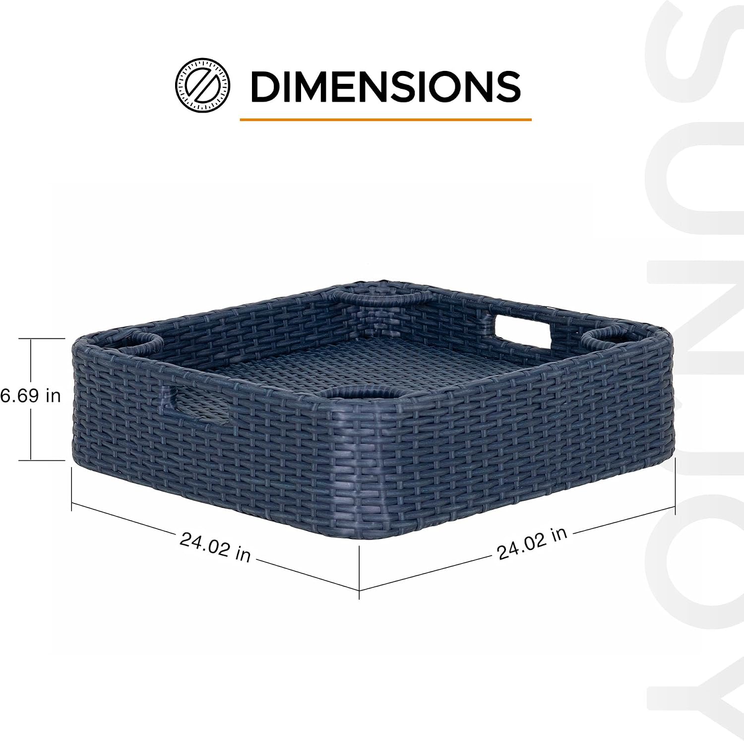 Sunjoy Floating Pool Canopy with Add-on 24x24 in. Wicker Floating Tray, Navy