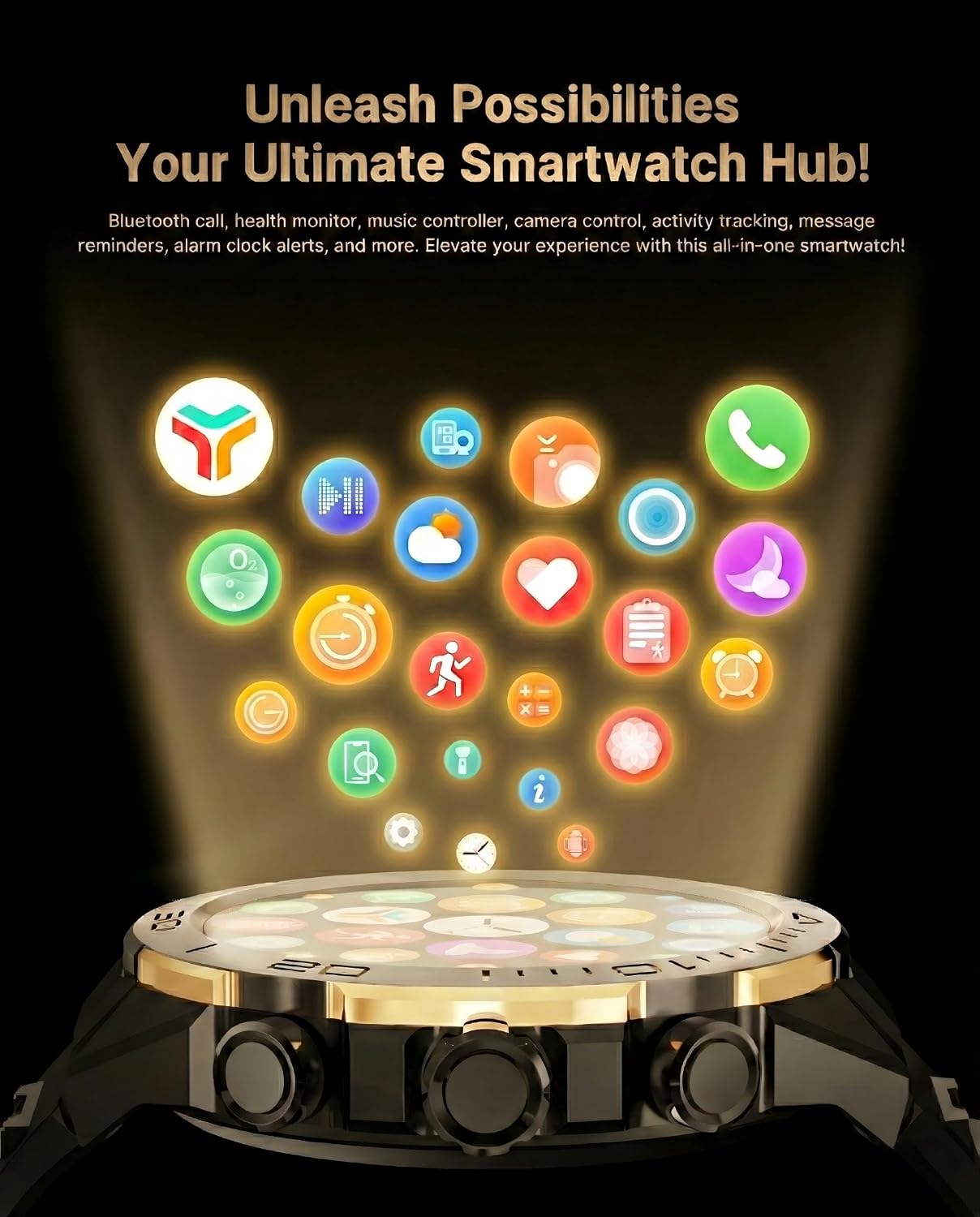 SOUYIE Men's Smart Watch with Bluetooth Call, 1.43' AMOLED Round Dial, Luxury Stainless Steel & Silicone Bands, Business Sport Fitness Tracker, Heart Rate/Blood Pressure/Sleep Monitor for iOS Android