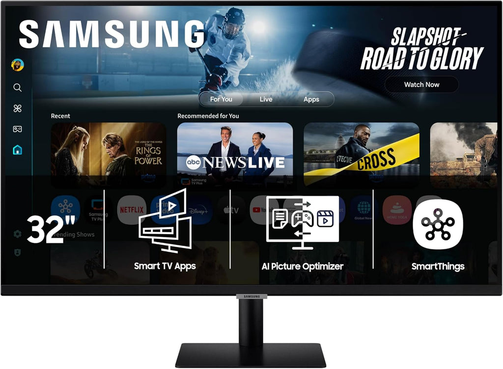 Samsung 32' Smart Monitor M7 (M70F) 4K UHD Display, Samsung Vision AI, Smart TV Apps, Gaming Hub, USB-C, HDMI and USB-A, Black, LS32FM702UNXZA, 2025