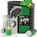 50 Amp Generator Cord 40FT and Power Inlet Box Combo Kit - Pre-Drilled, NEMA 14-50P to SS2-50R, Waterproof, ETL Listed