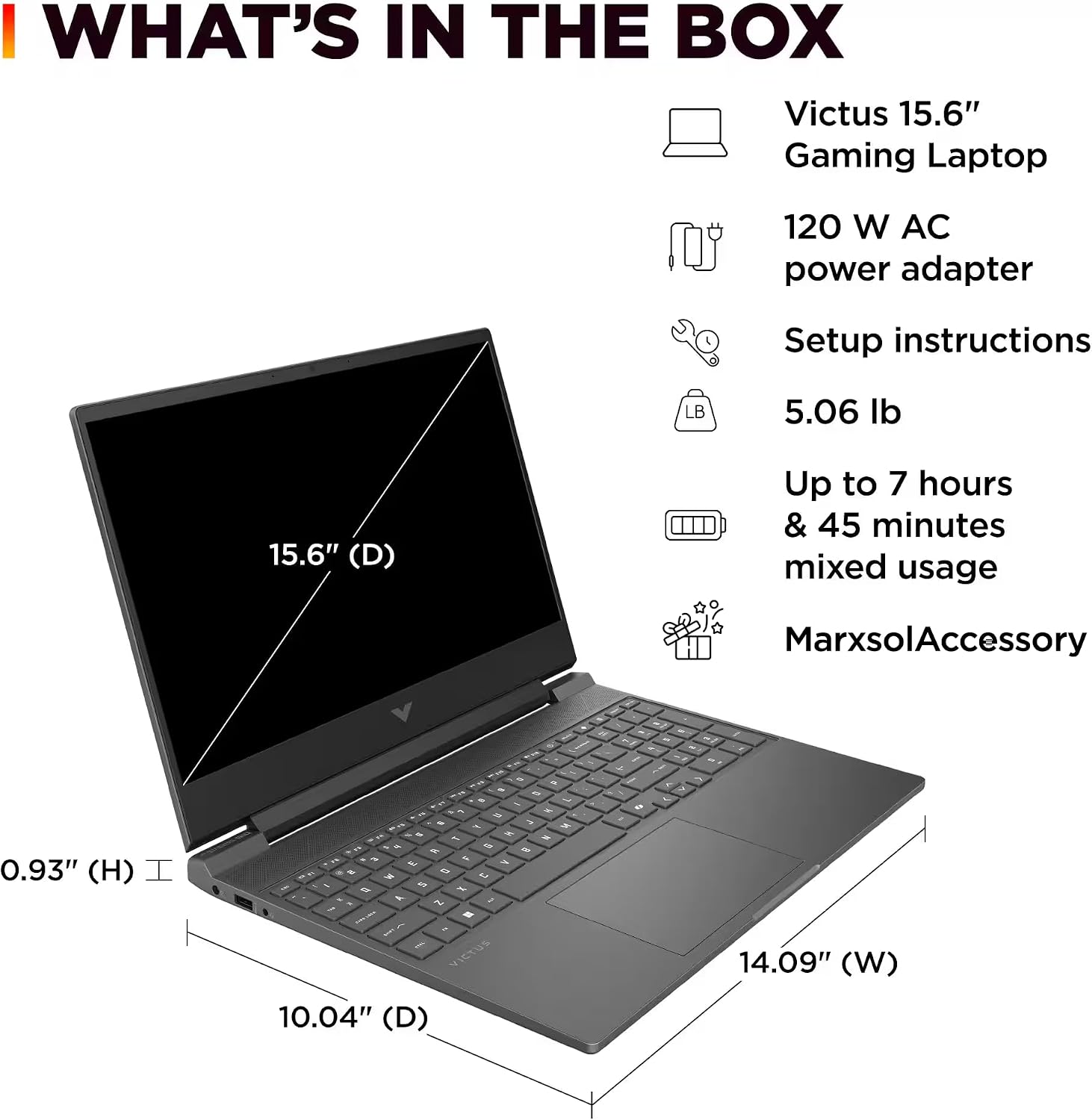 HP Victus 15.6' Gaming Laptop 144Hz 2025-2026 Business, AI Computer, Lifetime Office, Ryzen 7 7445HS, NVIDIA RTX 4050, 16GB RAM, 1TB Storage (512GB SSD+500GB Ext), Backlit KB, MarxsolAddon, Win 11 Pro
