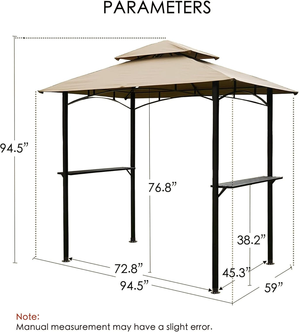 KOZYARD Andra 8' x 5' BBQ Grill Gazebo Canopy Tent, Soft Top Vented Roof, Steel Frame with Side Shelves & Utensil Hooks, 4 Magnetic Detachable LED Lights, Outdoor Grill Shelter