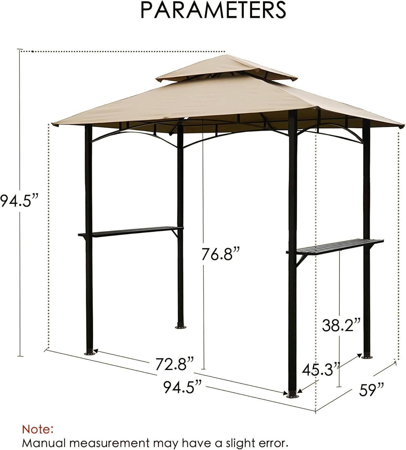 KOZYARD Andra 8' x 5' BBQ Grill Gazebo Canopy Tent, Soft Top Vented Roof, Steel Frame with Side Shelves & Utensil Hooks, 4 Magnetic Detachable LED Lights, Outdoor Grill Shelter