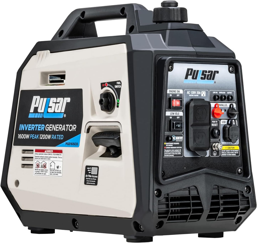 Pulsar PGD16ISCO Ultra Light Quiet 1600W Portable Gas Inverter Generator, CARB Compliant