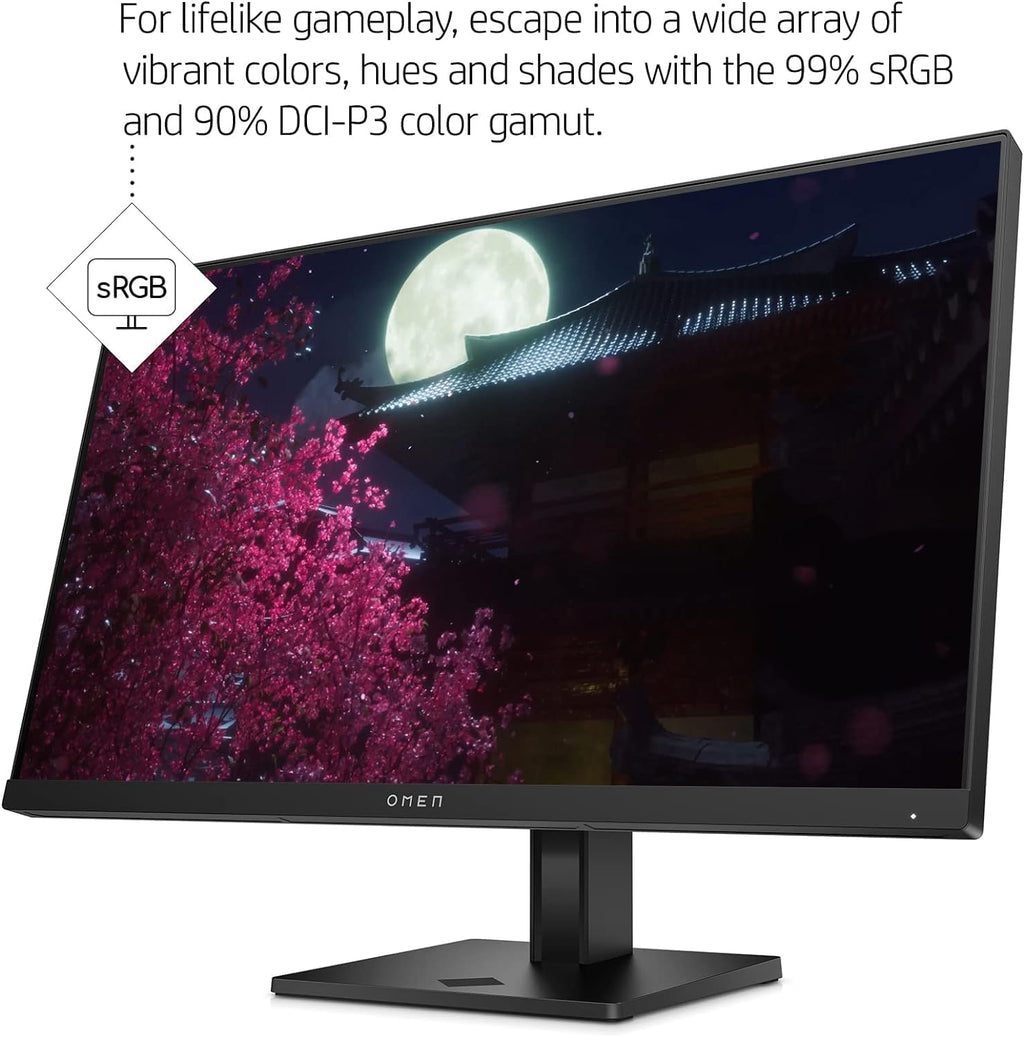 HP OMEN 24 Inch Monitor Gaming 1080p FHD 165Hz 1ms AMD FreeSync Premium Height Adjustable Anti-Glare Pivot Rotation Eyesafe Certified for PC Desktop Laptop Computer PS4 PS5 Xbox Gamer, Black (Renewed)