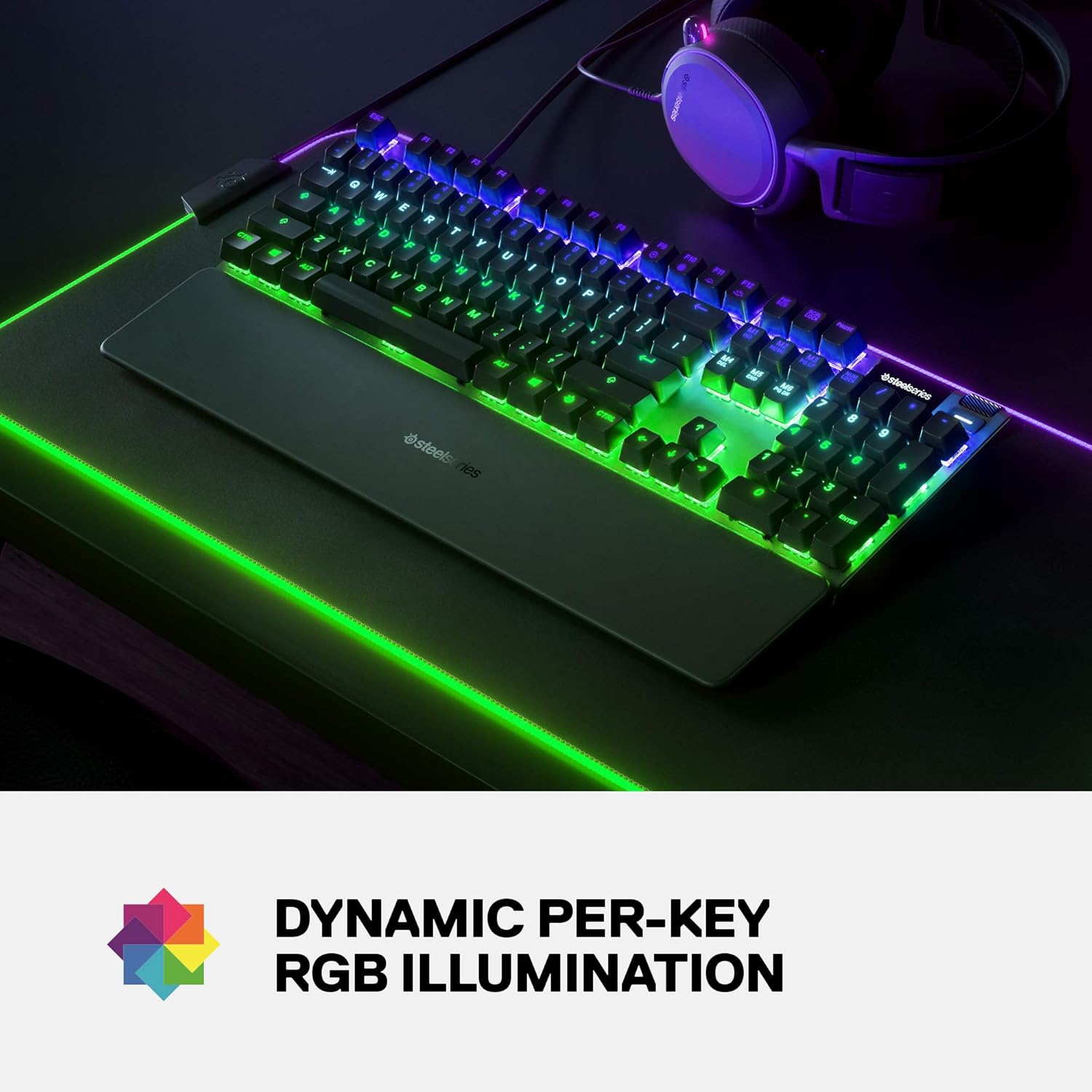 SteelSeries Apex 7 Mechanical Gaming Keyboard – OLED Smart Display – USB Passthrough and Media Controls – Tactile and Clicky – RGB Backlit (Blue Switch)