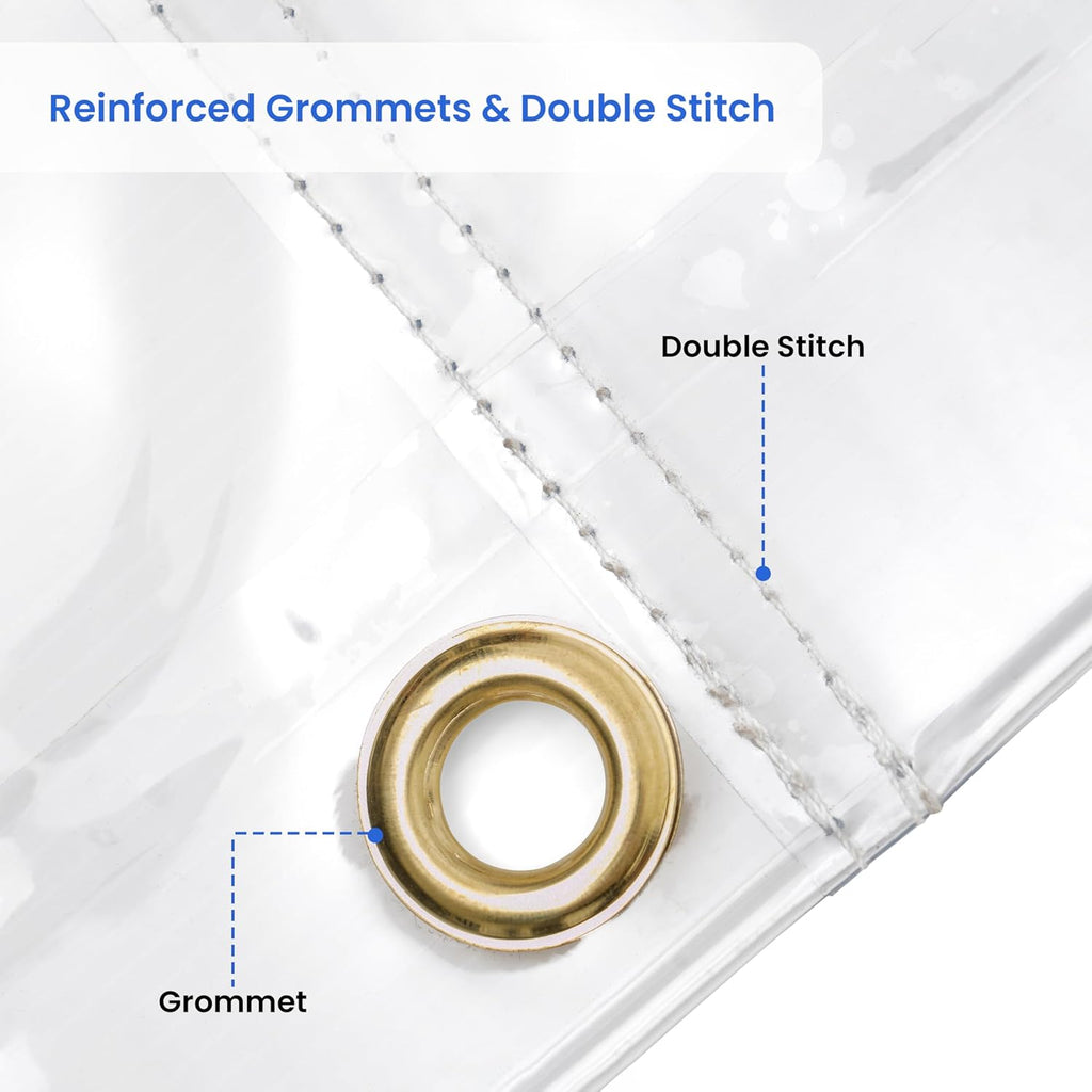 Covers & All Outdoor Clear Curtains for Patio Waterproof – 18 oz Outdoor Tarp Clear Vinyl Curtains, Gazebo Curtains with Brass Grommets for Pergola, Porch & Patio Walls for Winter (15 x 7 ft)