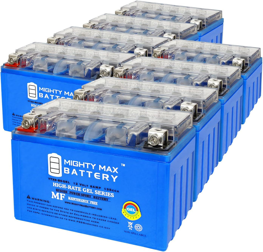 Mighty Max Battery YTX9-BSGEL 12V 8AH GEL Replacement Battery compatible with Honda EU3000 Generator 00-11 - 8 Pack