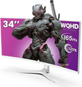 CRUA 34'' White Gaming Monitor 165Hz/144Hz, 21:9 1500R Ultrawide Curved Monitors, WQHD 3440x1440 120% sRGB VA Computer Display Support FreeSync, PIP/PBP, HDMI2.0 & DP1.4, Wall Mount&Tilt Adjustable