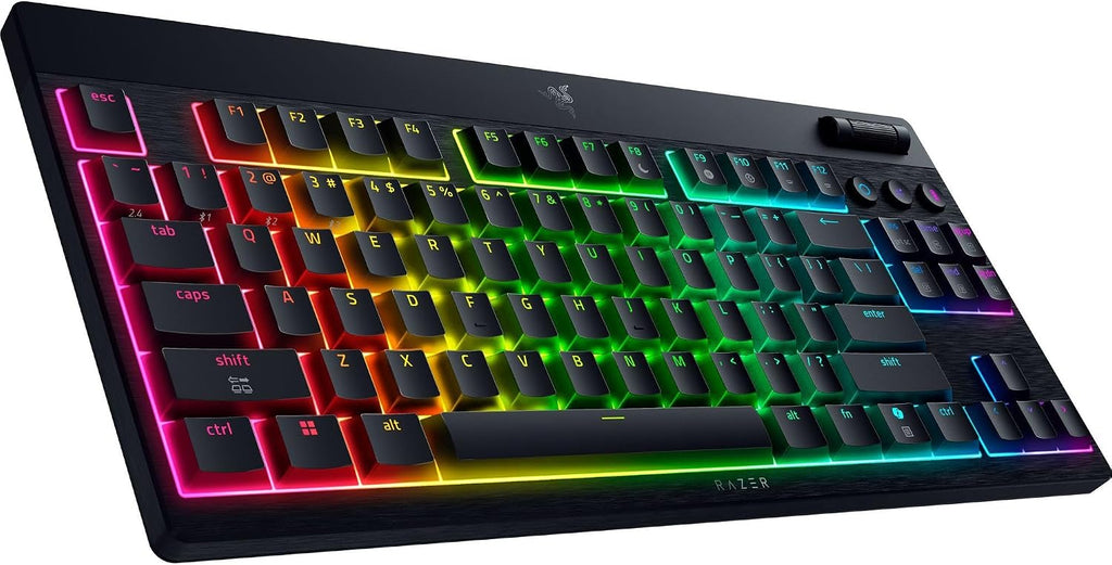 Razer BlackWidow V4 Low Profile TKL HyperSpeed Wireless Gaming Keyboard: Orange Mechanical Switches - 2.4GHz Wireless & Bluetooth - Multi-Function Roller - 3 Control Buttons - Long Battery Life