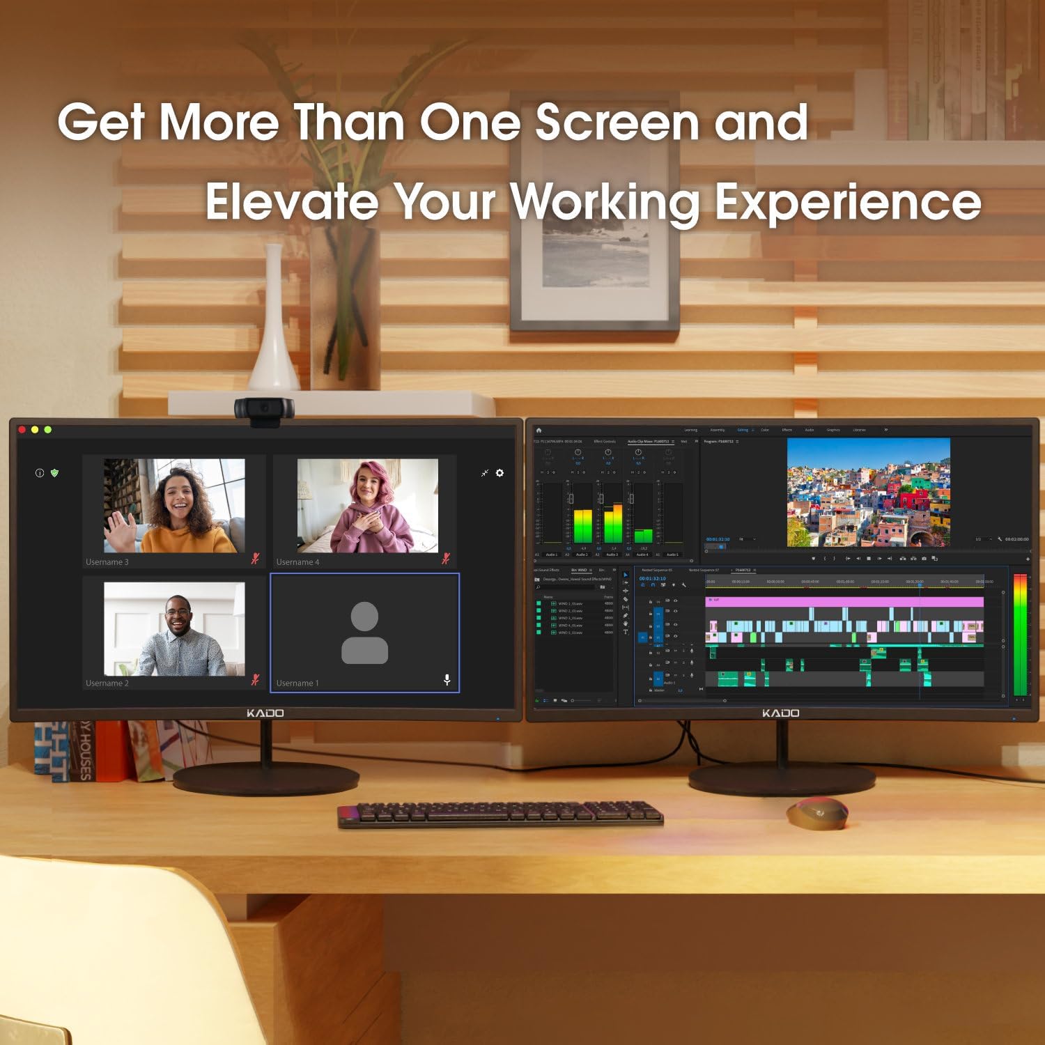 Kado Dual Monitor Setup - 2-Pack 24' Curved 1920x1080 Computer Monitor 1500R 75Hz VESA Mount HDMI Office Gaming Hybrid Built-in Speakers (C24X Dual Series)