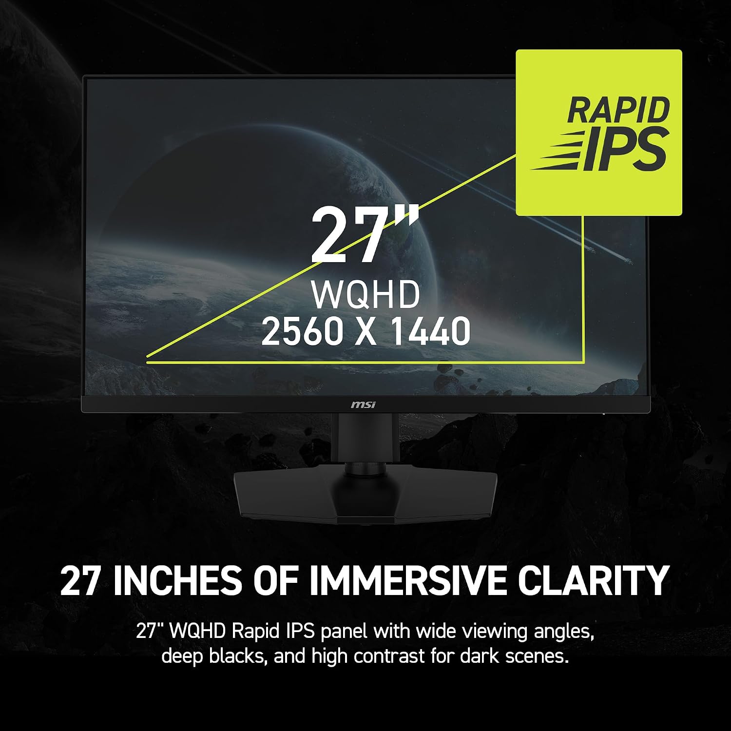msi MAG 274QPF E20 27-inch 2560 x 1440 (WQHD) Gaming Monitor, 200Hz, AMD Adaptive Sync, HDR Ready, HDMI, VGA Port, VESA Mountable, Tilt, 4-Side Slim Bezel, 0.5ms, Black