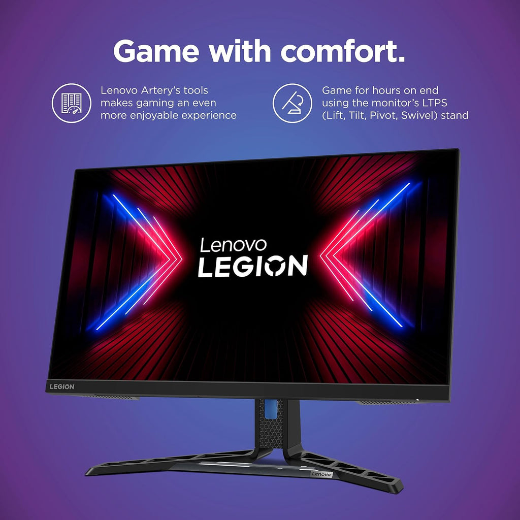 Lenovo Legion R27q-30 Gaming Monitor, 27' QHD Display, 180Hz, 0.5ms Response, AMD FreeSync Premium, Lift/Tilt/Pivot/Swivel Stand, HDMI 2.1 and DisplayPort 1.4, 350 nits, Raven Black