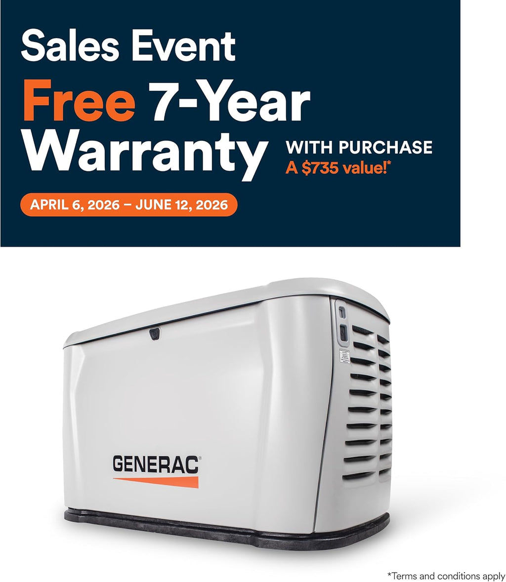 Generac 24kW Home Standby Generator for home use with 200 amp transfer switch, built-in cellular connectivity, whole house generator for power backup
