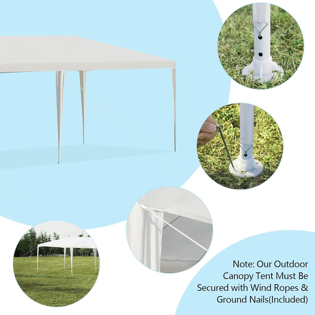Tangkula 10' x 30' Outdoor Waterproof Gazebo Canopy w/ 6 Removable Sidewalls and 2 Doorways, Heavy Duty Large Tent w/Strong Connection Stakes Ropes for Party Wedding Events Beach BBQ (White)