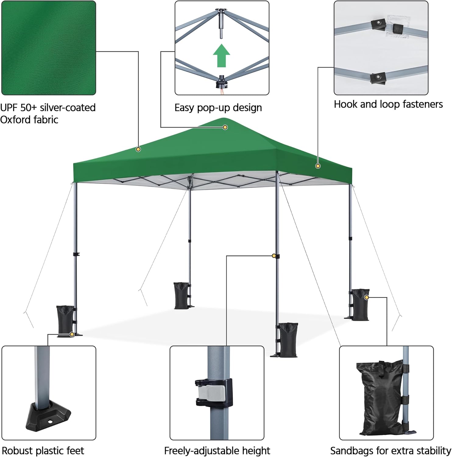 Yaheetech 10x10 Pop Up Canopy Easy Set-up Tent, Portable Outdoor Canopy Instant Tent, Commercial Gazebo with Wheeled Carry Bag & 4 Sandbags for Home, Party & Outdoor Activities, Dark Green