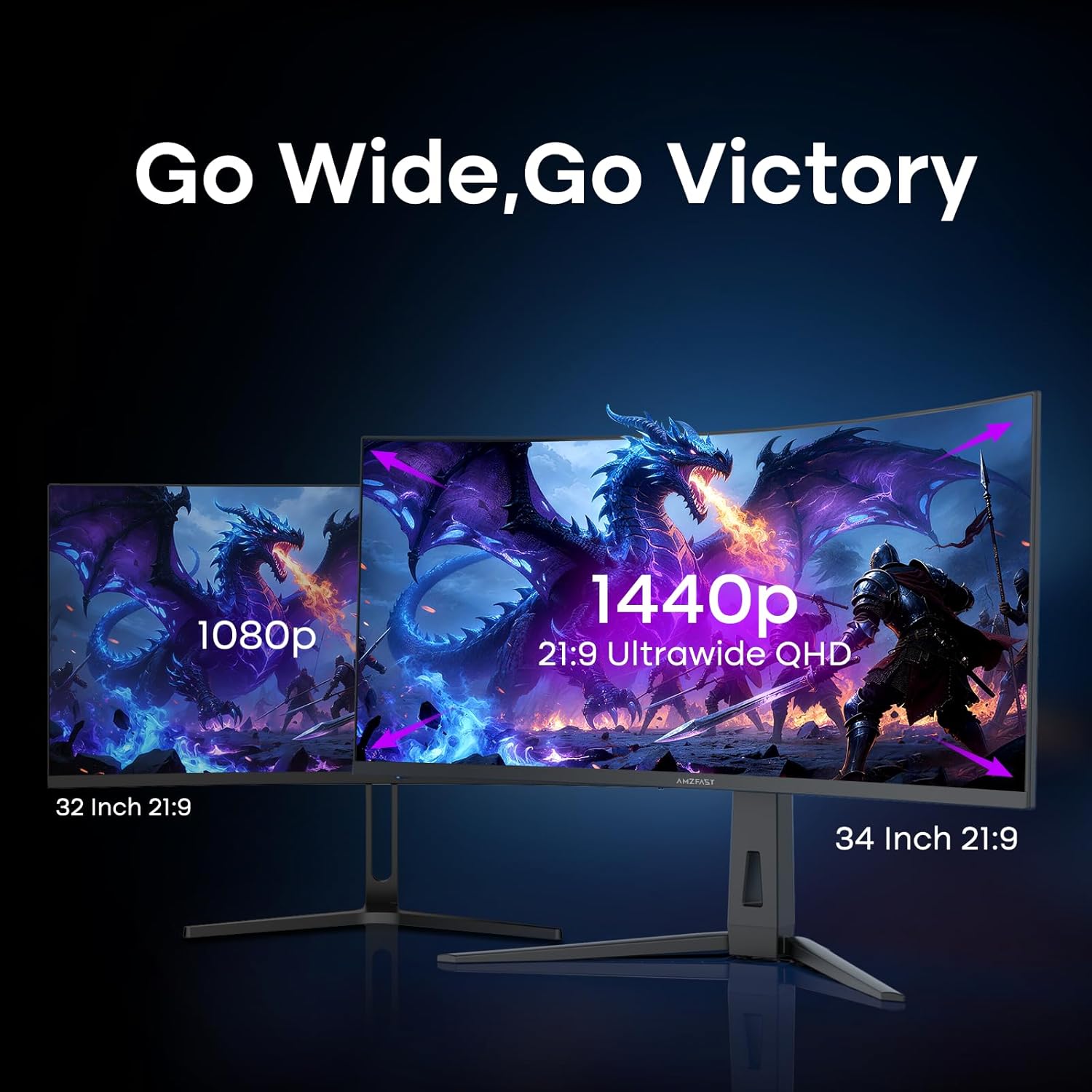 Amzfast 34 Inch Curved Monitor 240Hz UWQHD (3440x1440) Gaming Monitor, 1ms G-SYNC Compatible, 1500R, PIP/PBP, HDR400, 131% sRGB, 96% DCI-P3, Tilt/Swivel/Height Adjustable, TÜV Rheinland, HDMI 2.1