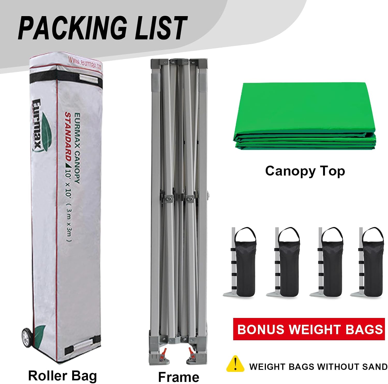 Eurmax USA 10x10ft Pop Up Canopy,Commercial Instant Tent for Outdoor Events,Patented No-Tip Rolling Storage Bag with 4 Sandbags,UV & Water Resistant,Heavy Duty Portable Shelter Gazebo,Kelly Green