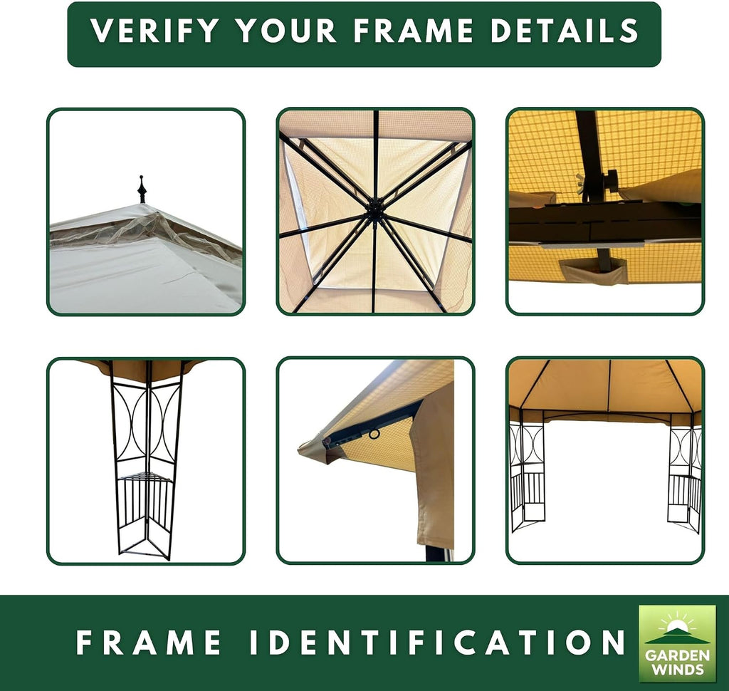 Garden Winds Reinforced Replacement Canopy Top Cover Compatible with The MasterCanopy 11' X 13' Gazebo - Classic Sand, Riplock 350