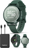 PlayBetter Garmin Lily 2 Active (Jasper Green) Women's Fitness Smartwatch Bundle - Bright Touchscreen Display, Built-in GPS, All-Day Health Monitoring, 9 Days Battery Portable Charger