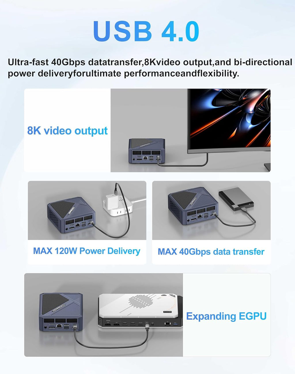 A1 Mini PC Oculink, Ryzen 7 7840HS (Beat 8745HS) Gaming Desktop Computer 11 Pro, Radeon 780M GPU, 32GB DDR5 RAM 1TB PCIe 4.0 SSD, 8K USB 4.0, Triple Display, WiFi 6E, BT5.2, 2.5 GbE LAN