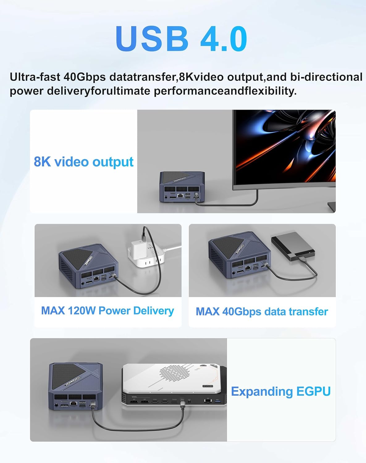 A1 Mini PC Oculink, Ryzen 7 7840HS (Beat 8745HS) Gaming Desktop Computer 11 Pro, Radeon 780M GPU, 32GB DDR5 RAM 1TB PCIe 4.0 SSD, 8K USB 4.0, Triple Display, WiFi 6E, BT5.2, 2.5 GbE LAN