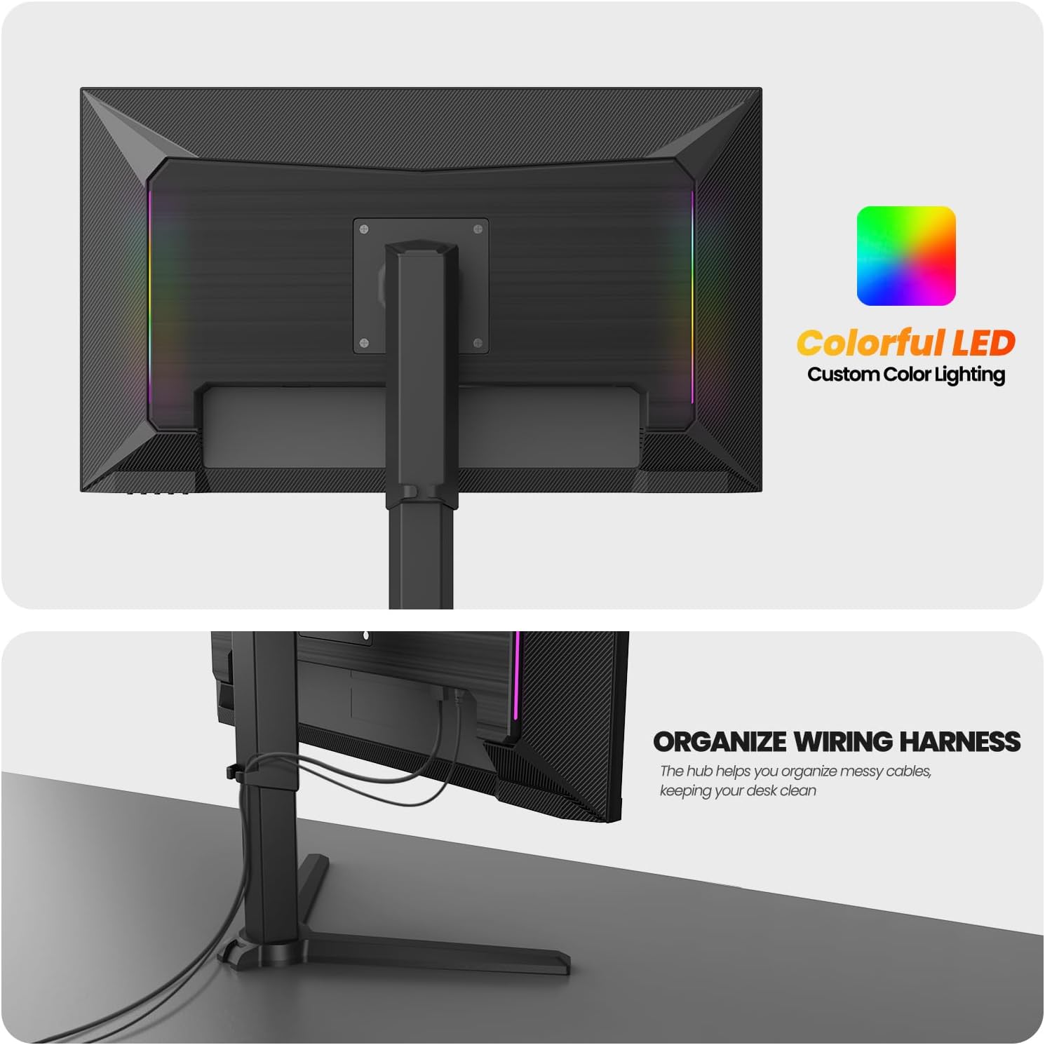 CRUA 27' 540Hz Gaming Monitor, IPS FHD(1920x1080P), AMD FreeSync, 120% sRGB, Height/Pivot/Rotating/Tilt Adjustable Vertical Monitor, HDMI 2.1 + DP 1.4, Wall Mount Install-Black
