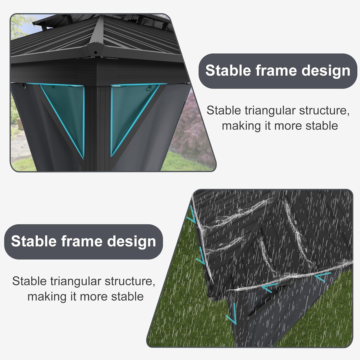 GAOMON 12'*12'Hardtop Gazebo - Outdoor Metal Pavilion with Galvanized Steel and Aluminum Frame, Double Roof Canopy with Netting and Curtains - Ideal for Patio, Backyard, Deck, and Lawns(Gray)