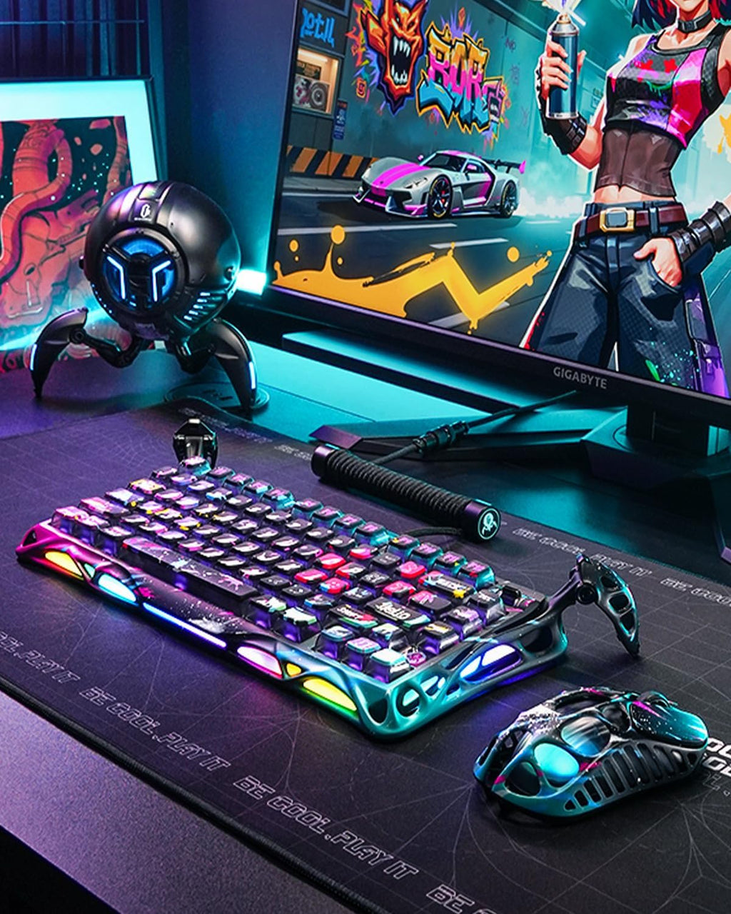 GravaStar Mercury V75 Gaming Keyboard – Hall‑Effect Magnetic‑Switch Keyboard, 8000 Hz Polling, 0.005RT, Wired USB-C, Adjustable Actuation, Semi‑Aluminum Chassis (Neon Graffiti, V75 Pro)