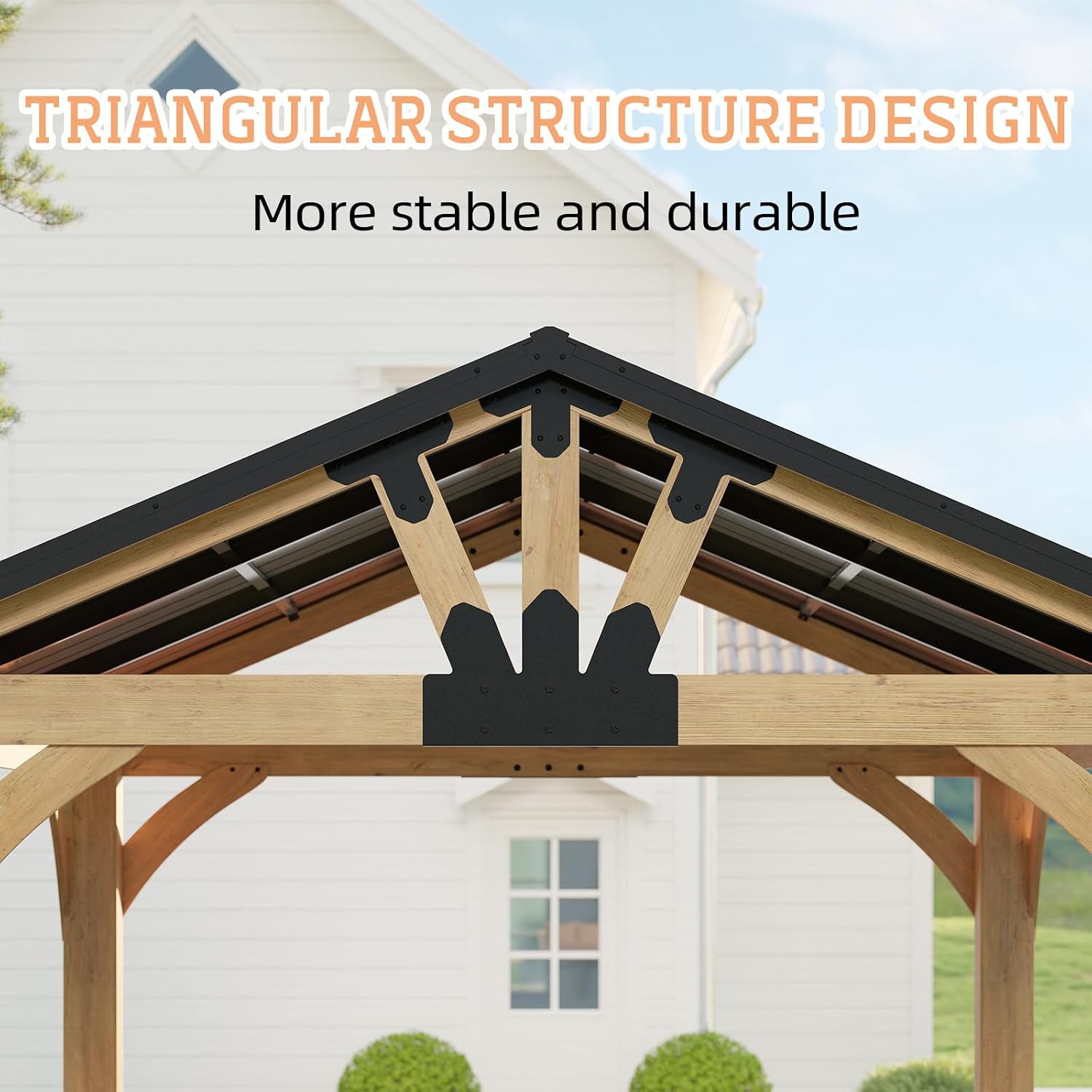 10x12 ft Cedar Wood Gazebo, Hardtop Gazebo with Galvanized Steel Peak Roof, Outdoor Pavilion for Snow Support, Wind Resistance, UV Protection, Shade for Garden, Patio, Deck